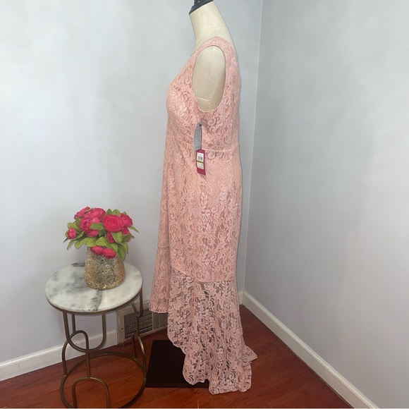 # Vince Camuto Apricot Floral Lace High-Low Cocktail Dress- New With Tag - Picture 9 of 17